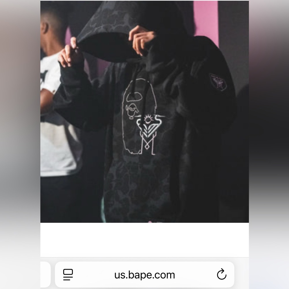 BAPE® x INTER MIAMI CF CAMO PULLOVER HOODIE Size XL